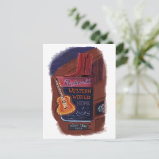 ブロードウェイナッシュビルテネシー州-郵便はがきのネオン ポストカード (スタンド正面)