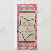 ブロードウェイプレイビルチケット結婚ズラズベリーピンク 招待状 (裏面)