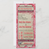 ブロードウェイプレイビルチケット結婚ズラズベリーピンク 招待状 (正面)