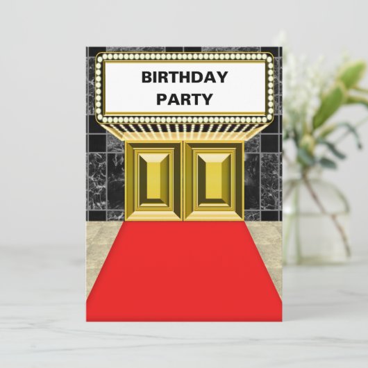 ブロードウェイライトマーキーレッドカーペット誕生パーティー 招待状 (スタンド正面)