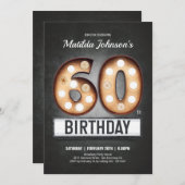 ブロードウェイ60誕生日ヴィンテージマーキーおもしろい 招待状 (正面/裏面)