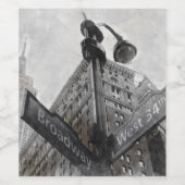 ブロードウェイ & ウォールストリート NYC ワインレーベル – ヴィンテージ ワインラベル (シングルラベル)