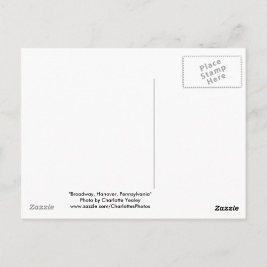 ブロードウェイ・ハノーバーPA フォトポストカード ポストカード (裏面)