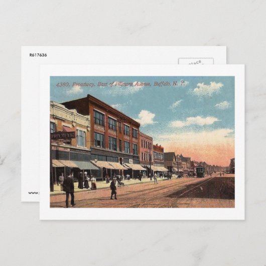 ブロードウェイ,バッファロー,ニューヨークヴィンテージ ポストカード (正面/裏面)