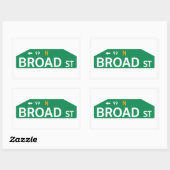 ブロード通り，フィラデルフィア， PA通り標識 長方形シール (シート)