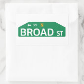 ブロード通り，フィラデルフィア， PA通り標識 長方形シール (バッグ)