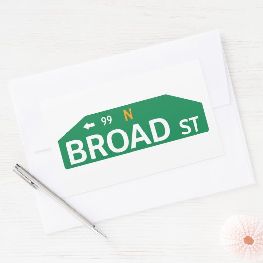 ブロード通り,フィラデルフィア, PA通り標識 長方形シール (封筒)