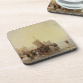 ブローニュの近くのFishmarket、c.1824 (キャンバスの油) コースター (左側)