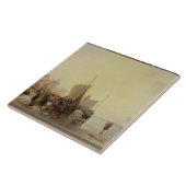 ブローニュの近くのFishmarket、c.1824 (キャンバスの油) タイル (側面)