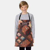 ブローニーレトロカラフルパタパーソナライズされたーン エプロン (着用した状態)
