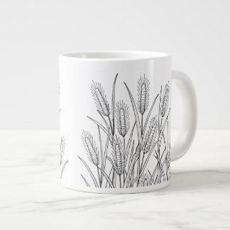 ブロームセッジ - オオホウキギ(Andropogon virginicus) - 在来植物 ジャンボコーヒーマグカップ