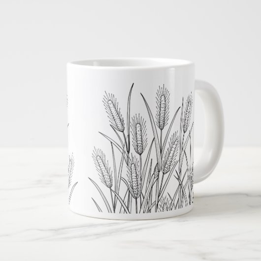 ブロームセッジ - オオホウキギ(Andropogon virginicus) - 在来植物 ジャンボコーヒーマグカップ (正面右)