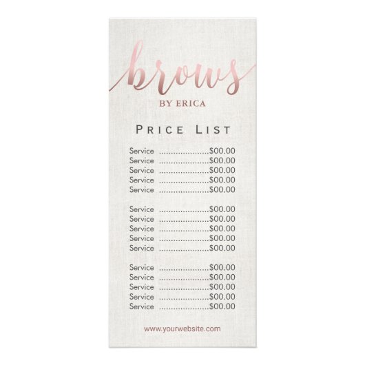 ブロー美しいサロンエステティシャンスパ価格表 ラックカード (正面)