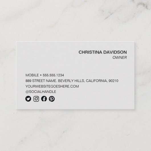 ブロー美しいサロンシックカスタムな写真 名刺 (裏面)