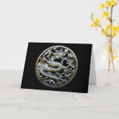 ブロ中国のンズ・ドラゴン/東洋の挨拶と贈り物 カード (黄色い花)