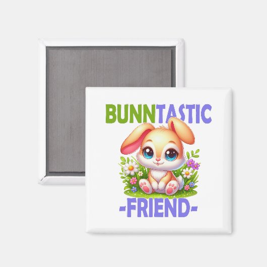 ブンタスティックの友人のプン。かわいいウサギの漫画 マグネット (正面/裏面)