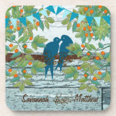 ブンティンカントリーシックな愛鳥が木に座る|過去記事 コースター (正面)