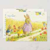 ブンニースイースターパーティの招待状 招待状 (正面/裏面)