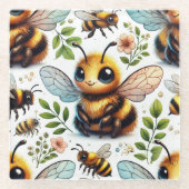 ブンブンいう音喜び ガラスコースター (正面)