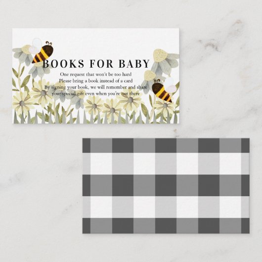 ブンブンいう音/Honey Bee Baby Shower Book Request エンクロージャーカード (正面/裏面)