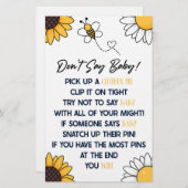 ブンブンいう音Honey BeeはBaby Shower Gameを言わない 便箋 (正面/裏面)