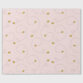 ブンブンするハチのピンクの赤ちゃんシャワー ラッピングペーパー (フラット)