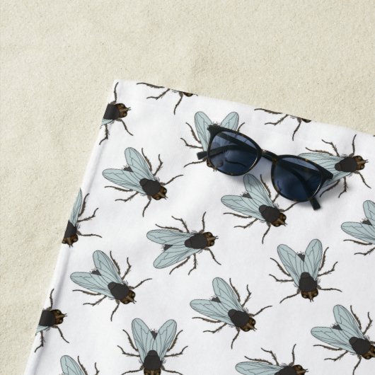 ブンブン飛ぶハエ飛ぶスワッター昆虫ユッキーバグ ビーチタオル (インサイチュ)