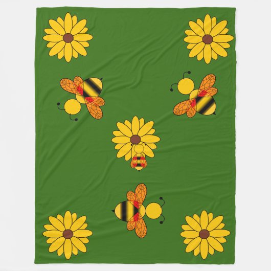 ブンブン飛ぶハチ フリースブランケット (正面)