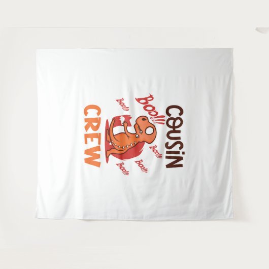 ブーいとこのクルーのハロウィーン恐竜の不気味衣装 タペストリー (正面(横))