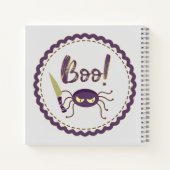 ブーおかしいハロウィーンスパイダーキャラクターナイフの手 ノートブック (裏面)