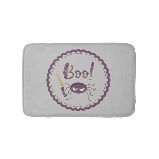 ブーおかしいハロウィーンスパイダーキャラクターナイフの手 バスマット (正面)