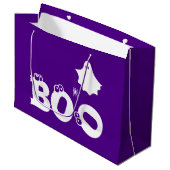 ブーおかしいハロウィーン幽霊スパイダーアイボールパープル ラージペーパーバッグ (正面アングル)