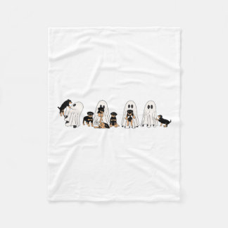 ブーおもしろいシートハルの魔女ロットワイラー犬幽霊 フリースブランケット