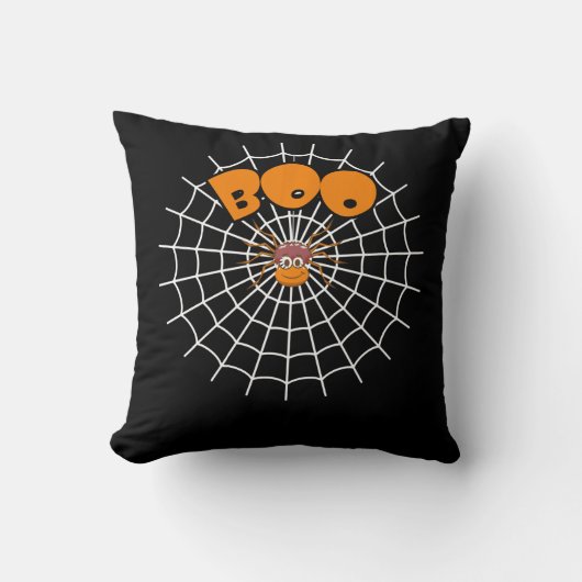 ブーおもしろいスパイダーウェブハロウィーン長袖 クッション (正面)