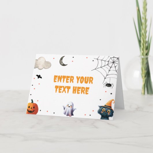 ブーかわいいハロウィーン幽霊フードラベル誕生日パーティー サンキューカード (正面)