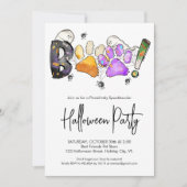 ブーかわいいペットポープリントドックラバーハローウィンパーティ 招待状 (正面)