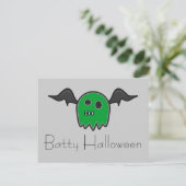 ブーこうもりグリーン幽霊バティハロウィーンハガキ ポストカード (スタンド正面)