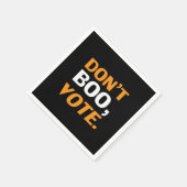 ブーしないで、投票する黒オレンジの白ハロウィーン紙 スタンダードカクテルナプキン (角)