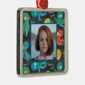 ブーたこ可愛いカラフル子供の写真 メタルオーナメント (右)