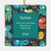 ブーたこ可愛いカラフル子供パーソナライズされた写真 セラミックオーナメント (正面)