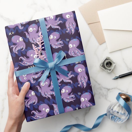 ブーたこ可愛い紫色の子供服&デコル ラッピングペーパー (ギフト)