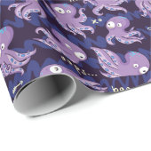 ブーたこ可愛い紫色の子供服&デコル ラッピングペーパー (ロールコーナー)