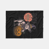 ブーでハロウィーンの豚おもしろい愛好家 フリースブランケット (正面(横))