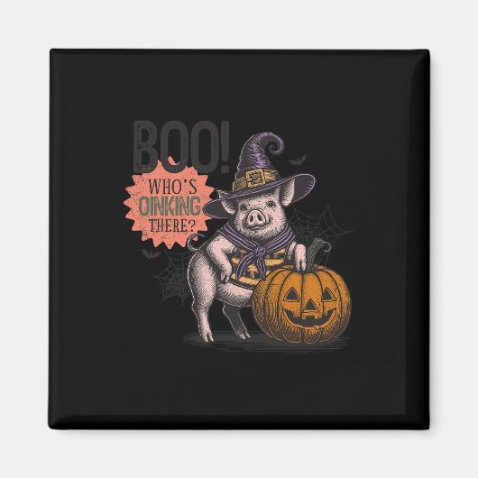 ブーでハロウィーンの豚おもしろい愛好家 マグネット (正面)