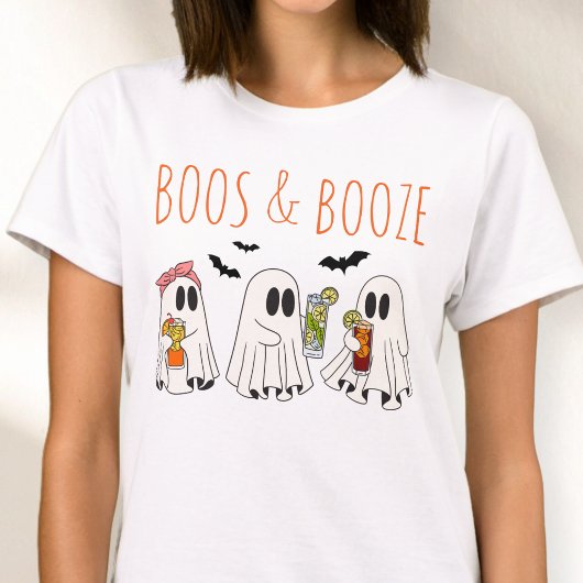 ブーとお酒 面白いお化け かわいい大人ハロウィン Tシャツ