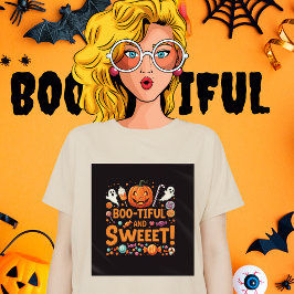 ブーと美しいファミリーマッチングハロウィン女性用 Tシャツ