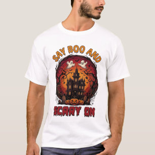 ブーと言って 怖い お化け屋敷 ゴースト かぼちゃ ハロウィン Tシャツ