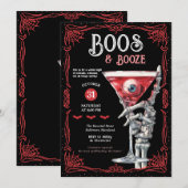 ブーと酒レッド・スパイキー・コスチューム ハロウィンパーティー 招待状 (正面/裏面)