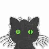 ブーと黒い猫を緑の目で覗く シール (正面)