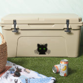 ブーと黒い猫を緑の目で覗く シール (クーラー)